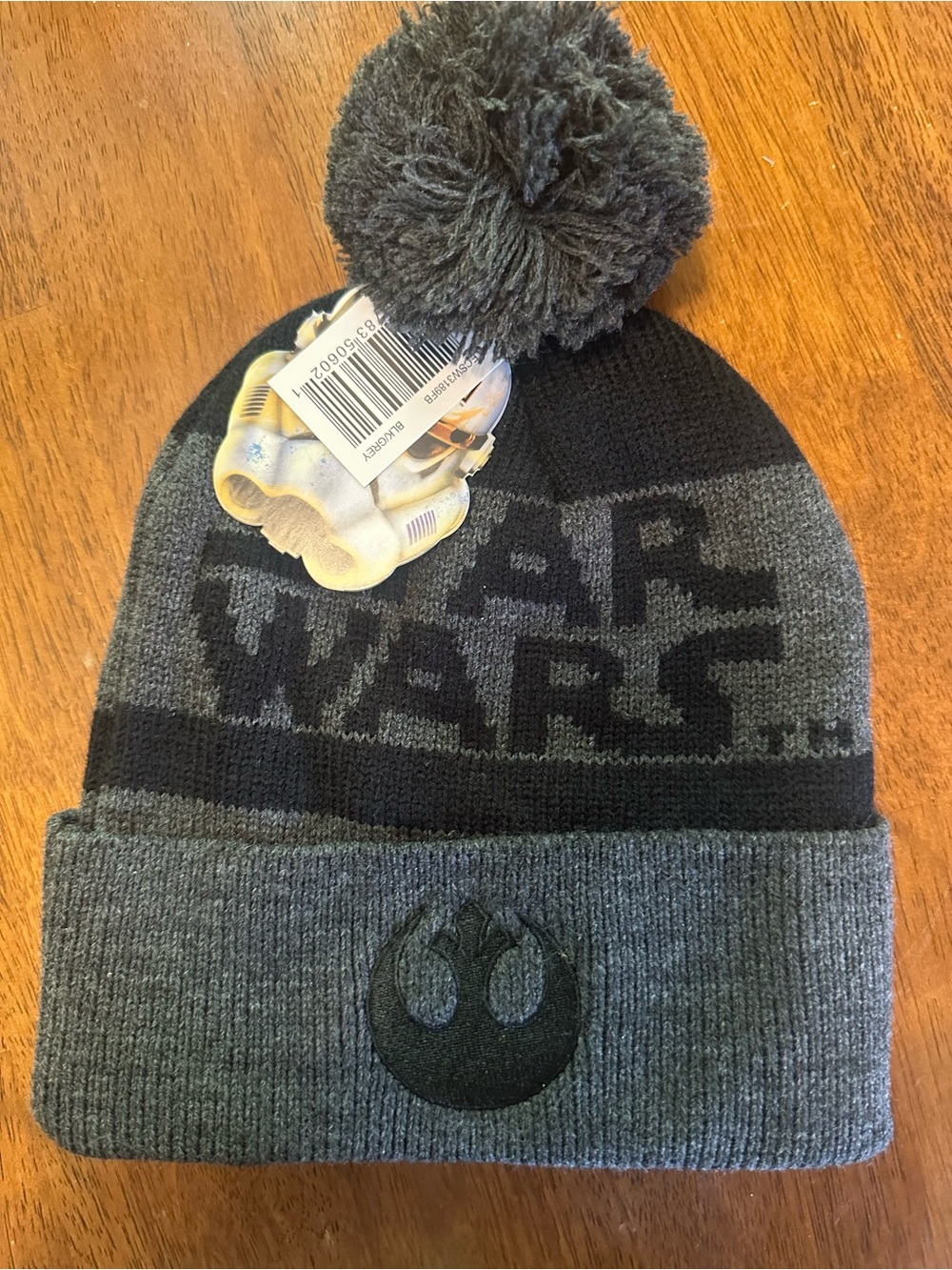 Disney Star Wars Gray and Black Pom Beanie Hat